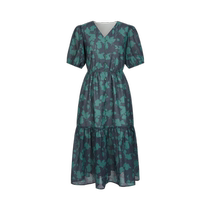 Jiuzi Annako French resort style romantic forest V-neck waist dress womens 2024 summer new style