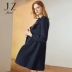 JUZUI / cửa hàng chính thức 2018 mùa đông phù hợp với cổ áo áo khoác đơn ngực áo khoác eo nữ mỏng Accentuated eo áo