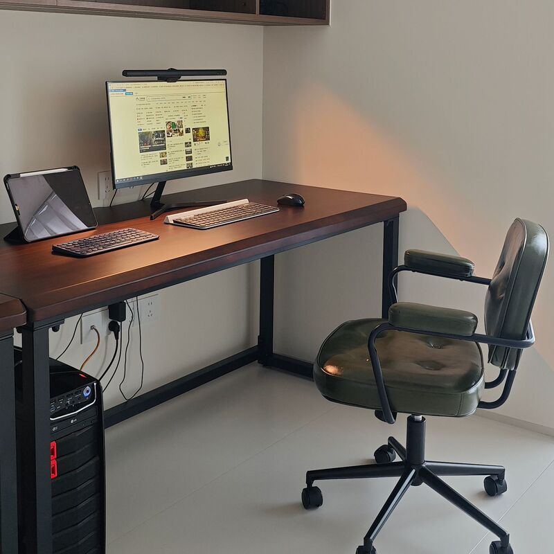 Industrial Style Solid Wood Computer Desk, Home-Use Double Gaming Desk, Simple Modern Office Desk, Desktop Gaming Table, Long Table