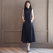 Autumn vest womens long over-the-knee vest clip 2021 spring and autumn new temperament slim outer wear sleeveless windbreaker sundress