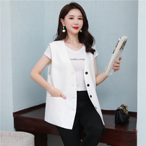 Summer outside wearing a vest womens thin model outside 2021 New Korean loose slim short sleeveless vest horse clip jacket