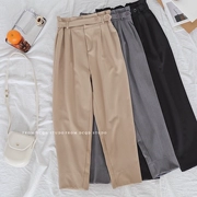 Hàn Quốc ulzzang2018 mùa thu mới eo cao là hoa mỏng trousers quần âu nữ màu sắc phù hợp với quần harem