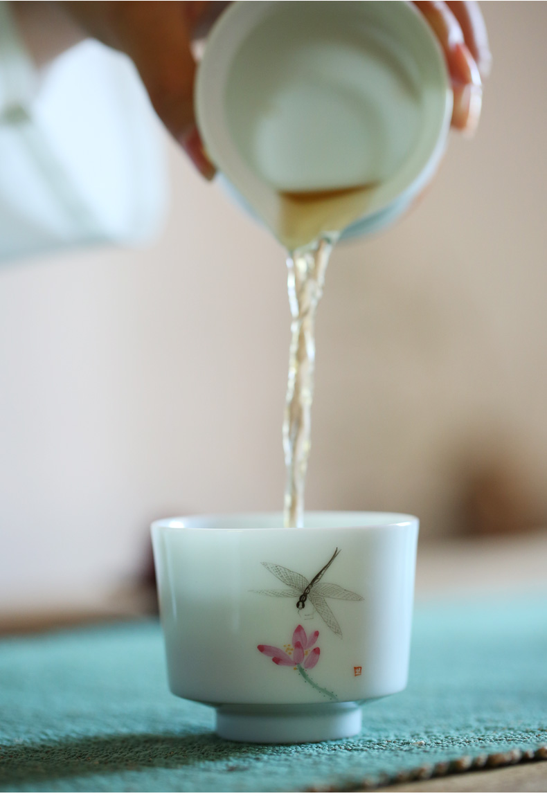 MaiTao jingdezhen bucket fish fun color lotus tea set single cup home hand - made master kung fu tea cups sample tea cup cup