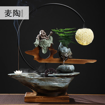 Chinese style entrance running water device Lucky Feng shui wheel humidifier Home living room office decoration Opening housewarming gift