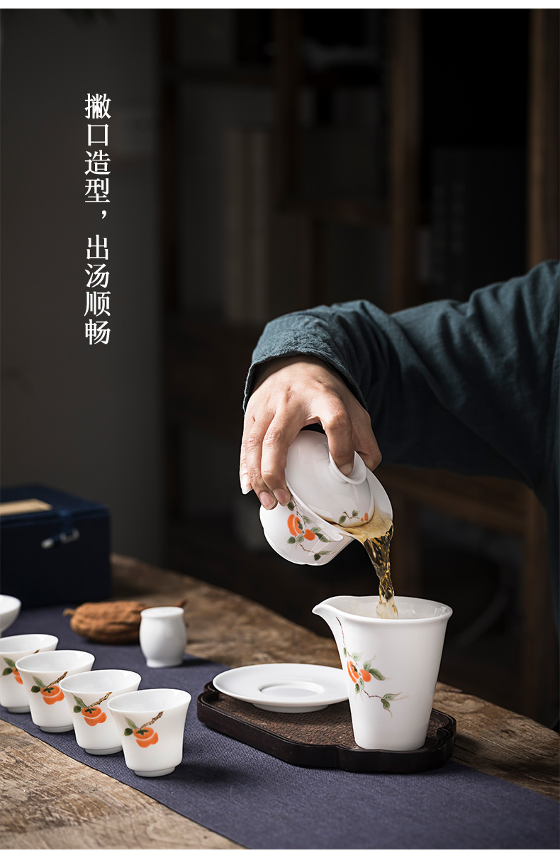 MaiTao hand - made kung fu tea set suit household contracted blue and white porcelain ceramic dehua white porcelain tea set. A complete set of tea cups