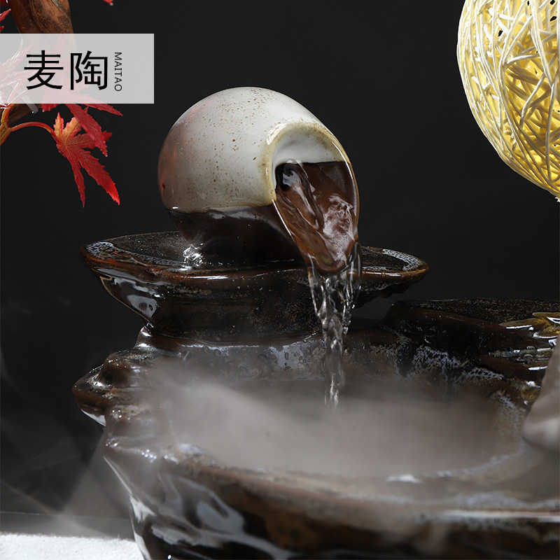 MaiTao water fountain lucky feng shui wheel humidifier home decoration and craft gift sitting room office furnishing articles