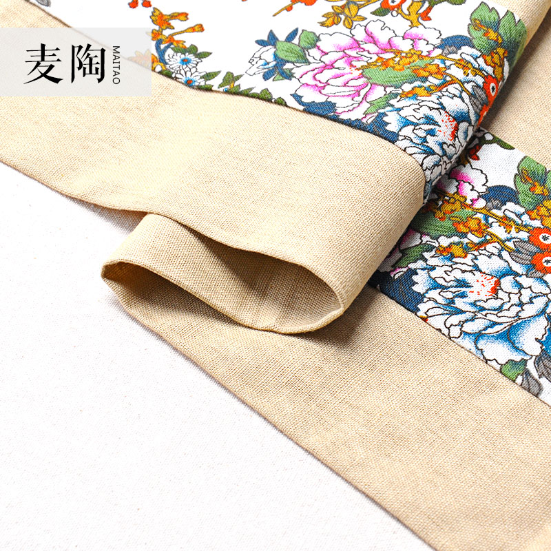 MaiTao printed cotton and linen tea table linen cloth zen tea flag flax, cotton and linen cloth mat Japanese dry terms pad