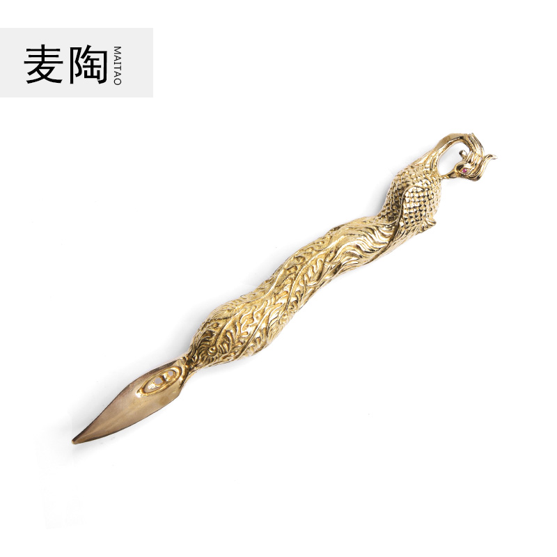 MaiTao copper knife ChaZhen tea cone puer tea cake all black tea manual parrot tea opener kung fu tea accessories