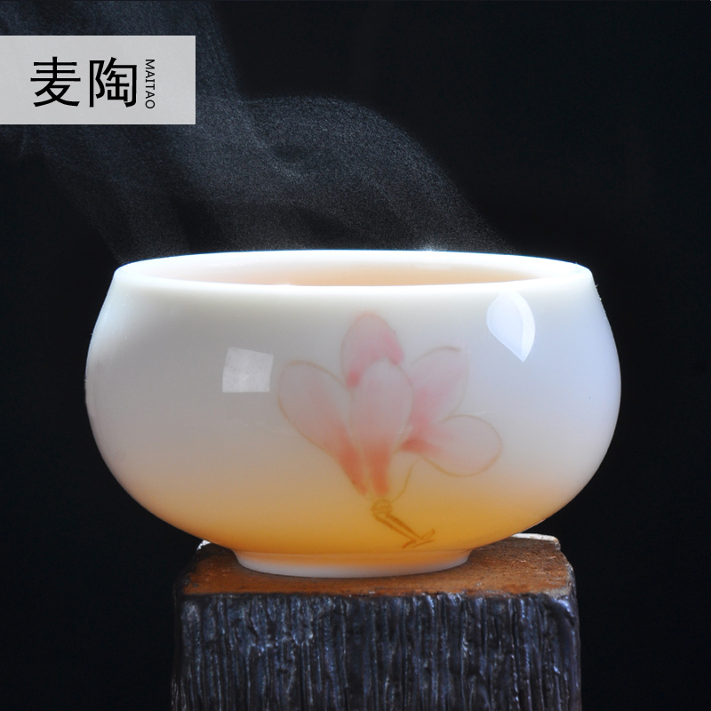 The Personal MaiTao hand - made flowers white porcelain tea cups ceramic kung fu tea master wen xiang small bowl cups