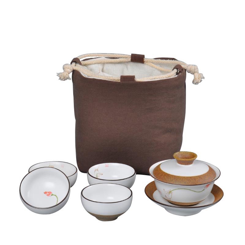 MaiTao cotton and linen receive a pot of travel four cups of tea bags, hand - made crack cup teapot teacup tea set