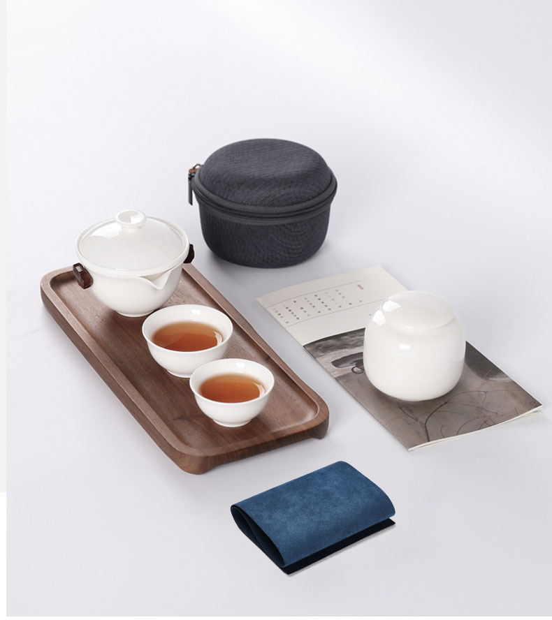 MaiTao dehua white porcelain cup to crack a pot of two cups of portable travel kung fu tea set the teapot teacup tea pot