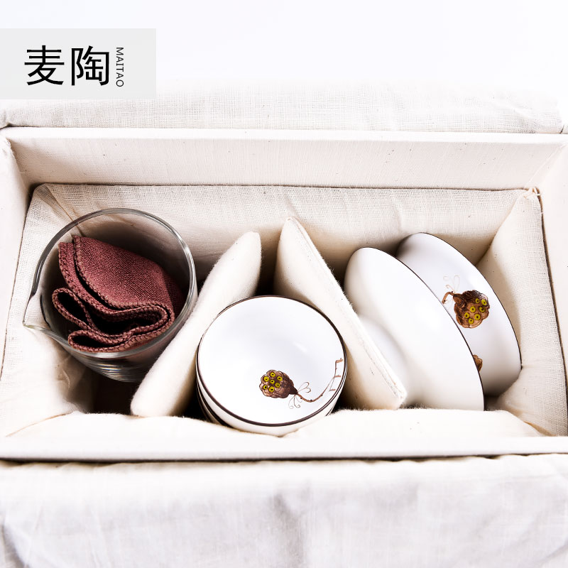 MaiTao hand - made kung fu tea set a pot of 4 cups to receive bags crack cup portable travel ceramic tea set