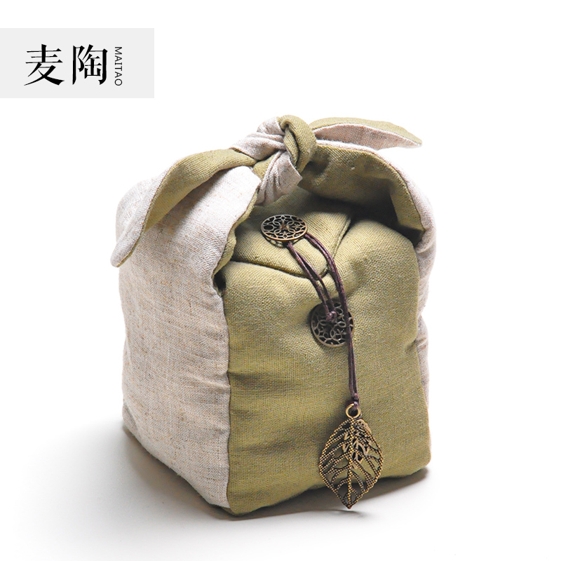 MaiTao travel two cups of tea a crack cup pot receive bag in Japanese teapot teacup portable cotton cloth bag