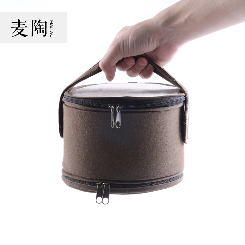 MaiTao creative Japanese cotton and linen travel tea set to receive a bag bag in a pot of three cups of kung fu tea tea cups