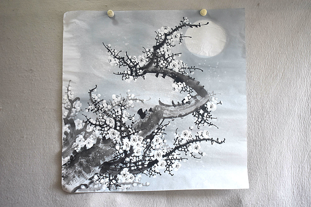 中国古美術・白雪石款・仙縁福地・四尺横幅掛軸・純手描き・文房置物・水墨画・宣紙 中国古美術・白雪石款・仙縁福地・四尺横幅掛軸・純手描き・文房