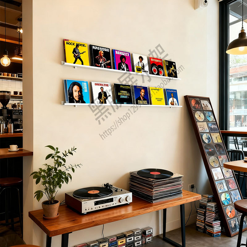 Vinyl Record Display Rack Wall-Mounted Shelf Album Rack Storage Rack Metal Cd Display Frame Vinyl Display Rack