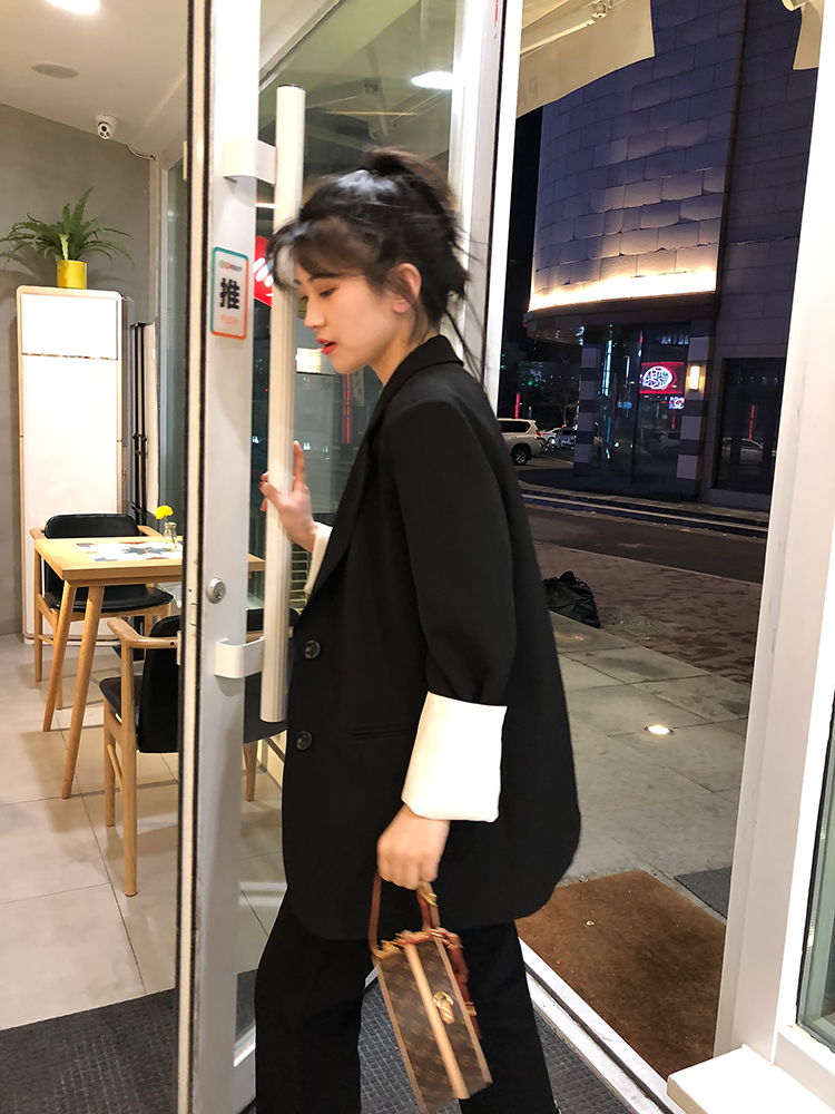 Mùa xuân và mùa thu áo khoác nữ sang trọng lỏng lẻo thời trang hoang dã giản dị bộ vest nữ quần lửng
