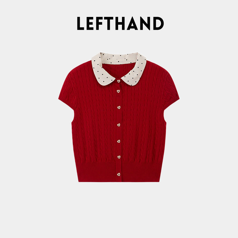 Girl's Doll Collar Red Short-Sleeve T-Shirt, New Autumn 2026 Casual Style, Cute Short Top, Trendy