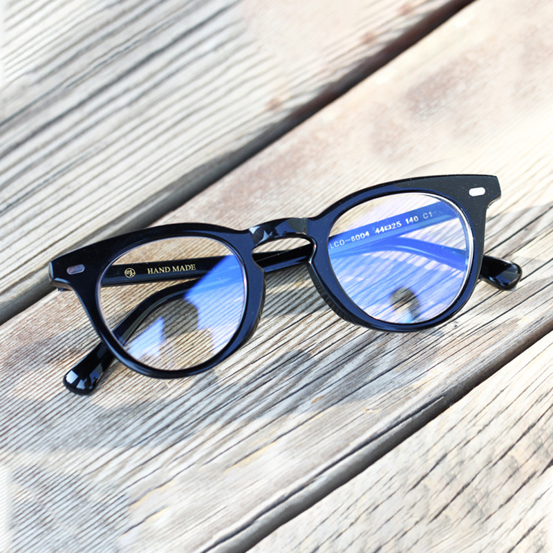 Small face Spectacle Frame Pear Shaped eye frame Men's retro Handmade frame Men's black frame rough frame 6004