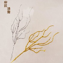 Emulated branches to decorate dry branches golden dragon with flower arrangements material silver bright pink sparkling pink Christmas elements handmade inserts
