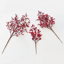 Red Bean Hair Chahed Fruit Emulation Flowers Christmas Winter Green Berries Fruits Fake Red Fruits Son Foo Barrels New Year Decorations Wedding WEDDING TABLE PLACEMENT