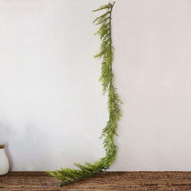 Plastic leaf vines green vines Christmas decorations foliage green emulated leaf water pipes decorated entwined with vines and pendants