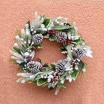 Christmas Flower Ring Decoration Wall-mounted Pine Fruit Ornament Winter Green Fruits Emulation Flower Plastic Leaves Emulated Leaves Green Leafy Door Decoration