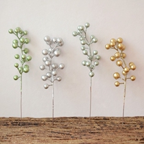 Foreign trade Original Single simulation Pearl fruit string gold and silver fruit cuttings metallic Berry cuttings DIY Christmas decorations