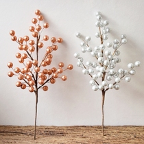 Golden Flash Pink Fruit Branches Christmas Flowers Ring Diy Material Silver Color Fake Flowers Swing pink photo prop foam fruit strings