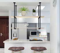  American ceiling installation rack Wrought iron black water pipe storage bracket U-shaped storage rack