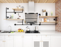  Black water pipe shelf Wrought iron kitchen shelf Study shelf Wall decoration storage rack