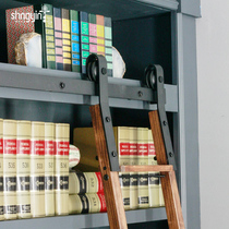 Mobile slide Straight ladder Bookcase ladder Straight ladder Wooden ladder Solid wood ladder Bookshelf ladder Pulley wooden ladder Solid wood ladder Mobile ladder