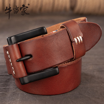 Cow home Belt Men leather belt head layer cowhide pin buckle belt handmade retro personality fashion trendy men 1190