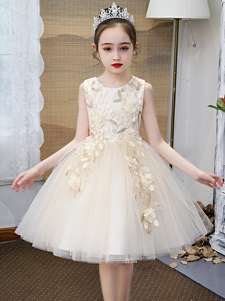 Hong Kong tide brand girls dress 2021 summer new Korean version of children's Western style costumes fluffy princess dress