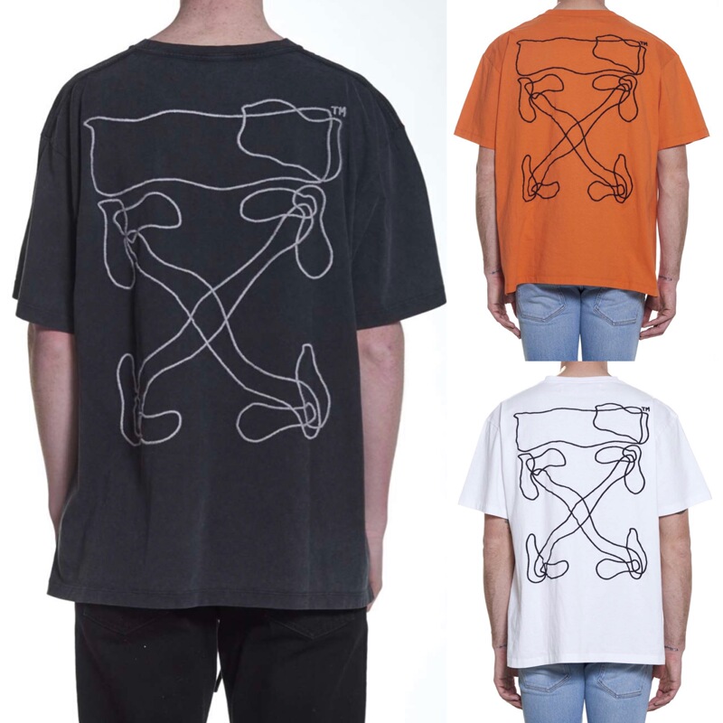 Off-White C/O Virgil Abloh 19Fw Abstract Line Graffiti Arrow Short-Sleeved T-Shirt Tee