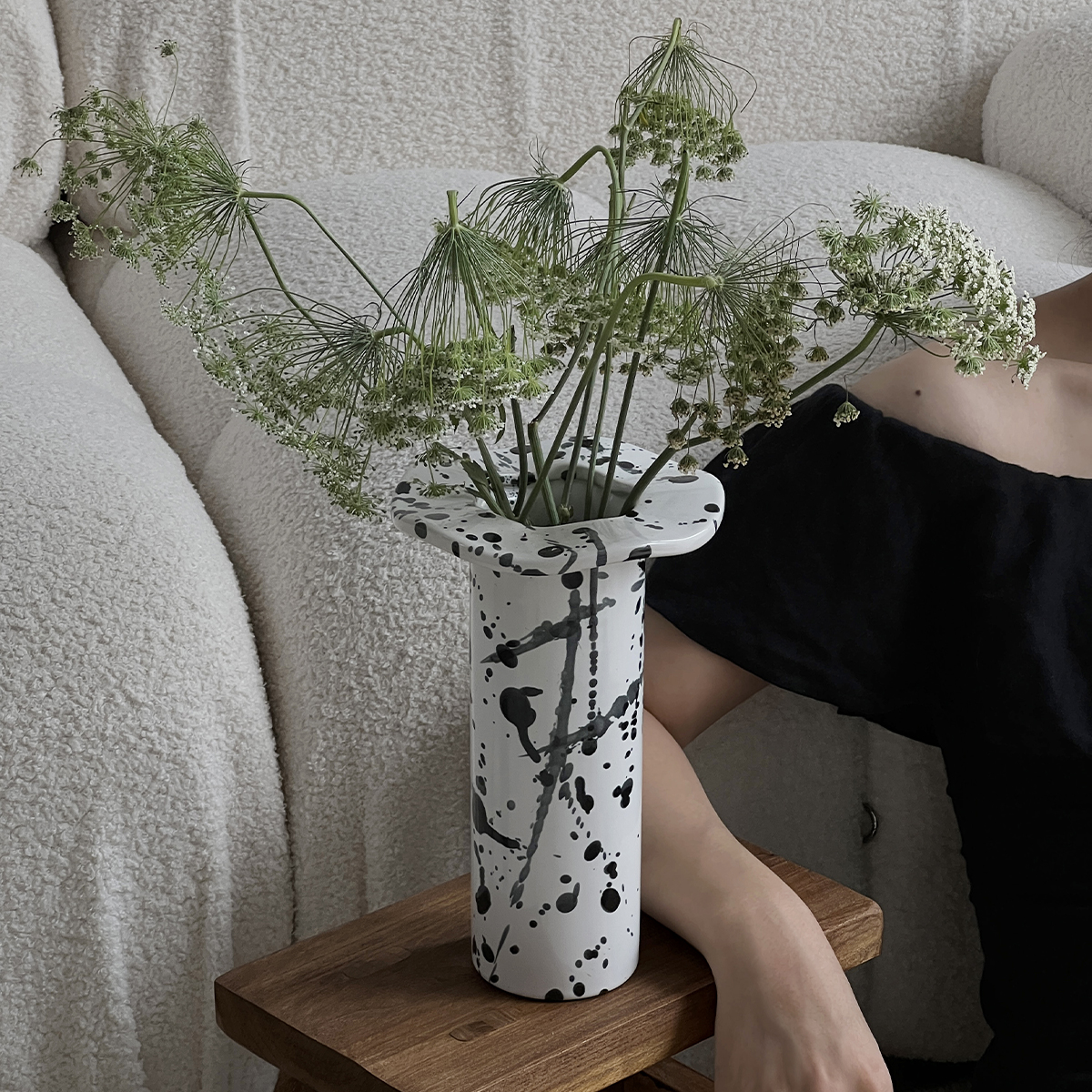 WHITE GARDEN original splashdown art ceramic vases High sense living room Jane about home flower arrangement small floral-Taobao