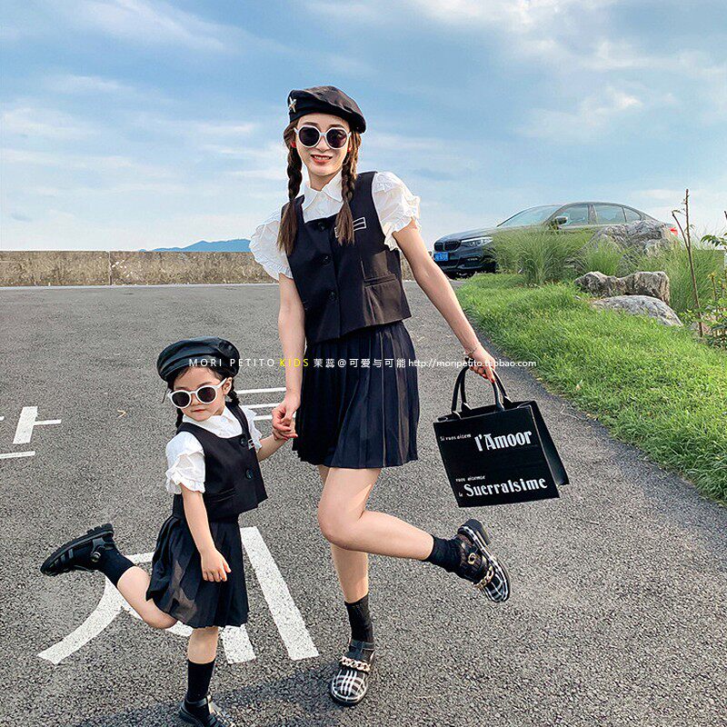 Sweet Cool Women's Group Suit Summer Jk Uniforms Girls Academy Wind Frock Macchia three sets of plexeresses parent-child dress