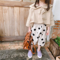 MP Child round points 7 Pants Pure Cotton Baby Loose Radish Pants Children Light Cage Pants Cotton Numb 2021 Spring Summer