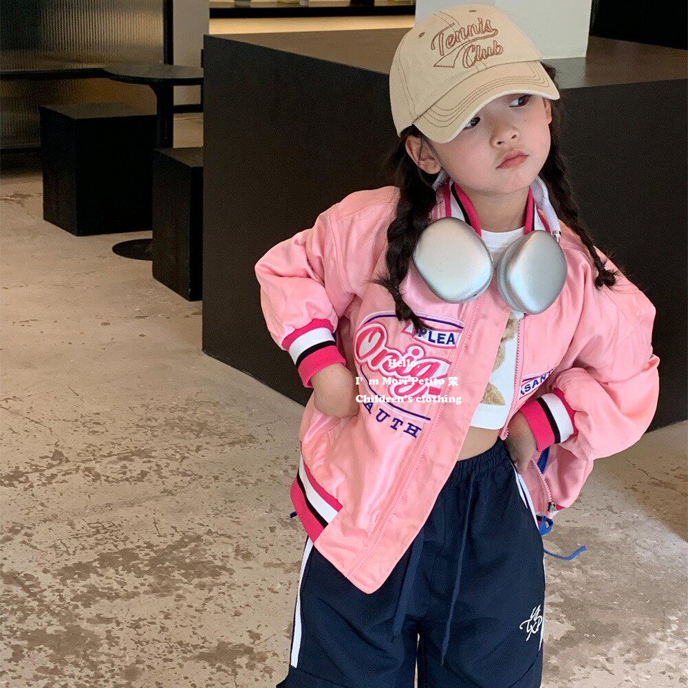 Girl's baseball uniform CUHK Scout pink Pink Tide Jacket Zipper Jacket Fall New-Taobao