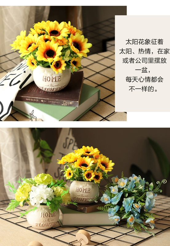 Hoa nhân tạo hoa hồng giả hoa trang trí hoa phụ kiện nhà phòng khách bàn ăn gốm nhỏ chậu cây cảnh trang trí hoa nhỏ - Trang trí nội thất