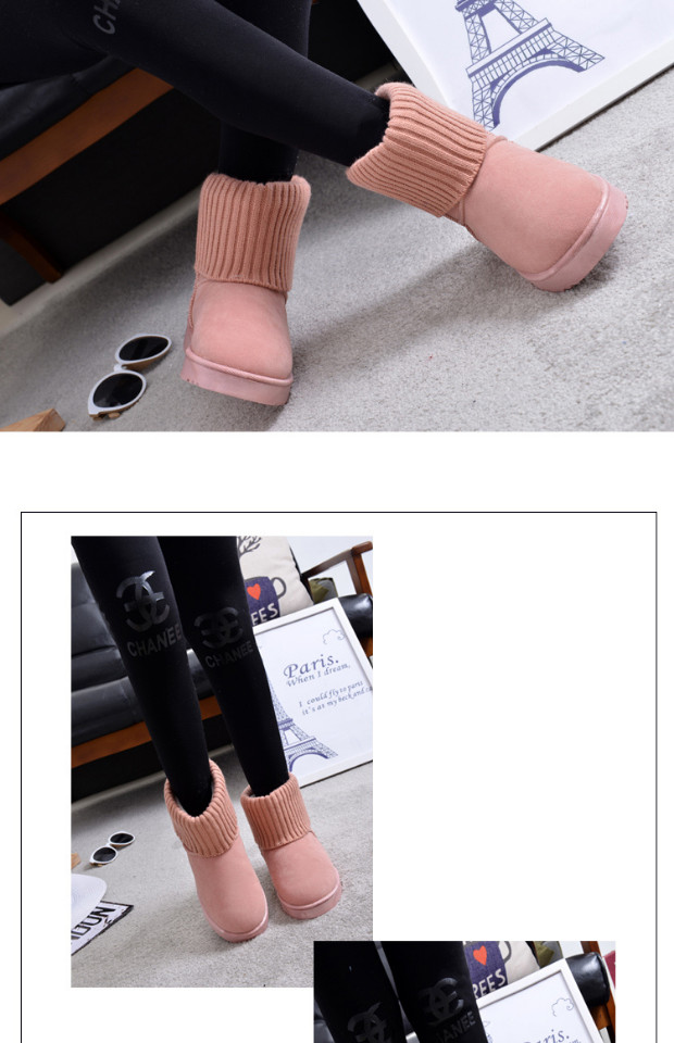 Mùa đông 2018 mới của các cô gái Hàn Quốc len tuyết ủng hai mang màu hồng ngọt ngào boot cổ cao