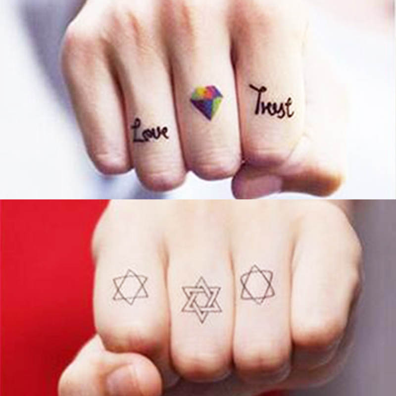 100 million Colorful flying fingers English tattooed with six manger tattooed stickers waterproof tattooed stickers for men and women small frescoed tattoos