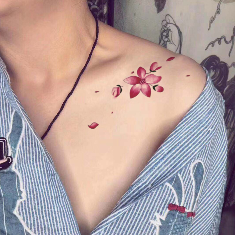 Yiji Flying Kock Tattoo Tattoo Paste Simulation Tattoo Sticker Red Flower Tattoo