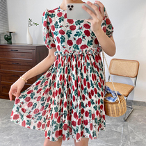 Wear the summer on body ~ jennie same-style rose flower bubble sleeveless pleasant-like dress with dress