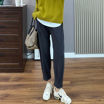 Inner Silver Fox velvet warm fried thin warm Joker high waist micro tapered thick knitted casual pants women autumn and winter