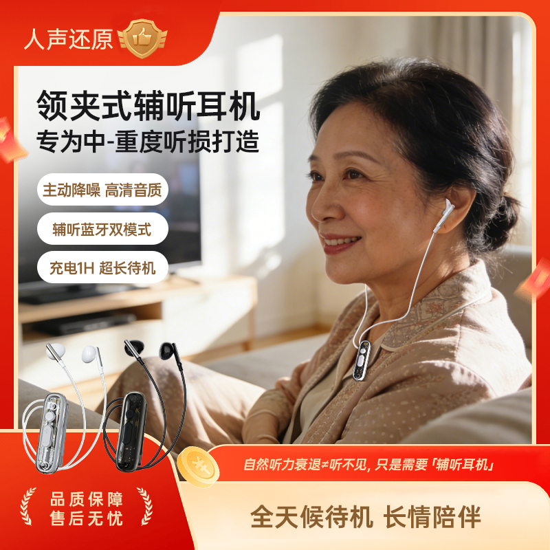 New Clip-On Bluetooth Hearing Aid for the Elderly, Behind-The-Ear Hearing Aid for the Deaf, Voice Amplifier to Help with Dual Hearing Loss