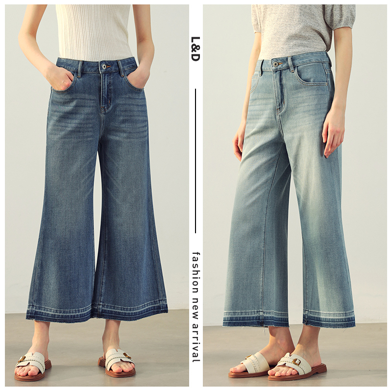 Liangding Ld·Oj Nomadic Style |   Universal Stretch Skin-Friendly Jeans, Summer Thin Cropped Straight-Leg Pants