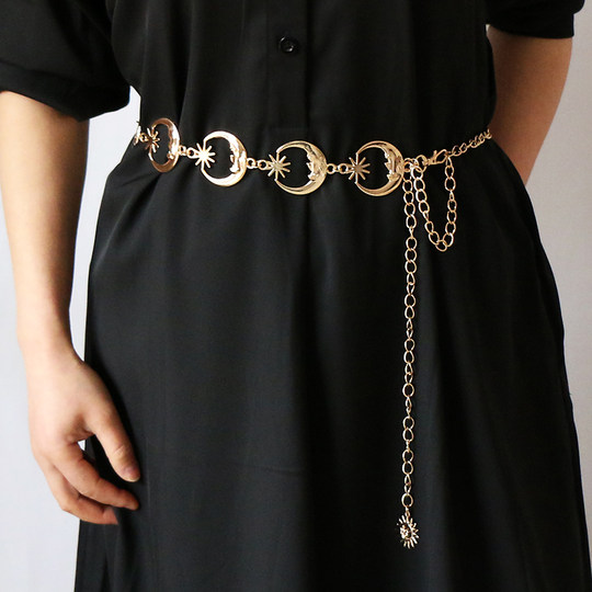 Metal Moon Waist Chain Women's Skirt Trendy Accessories for Hot Girls