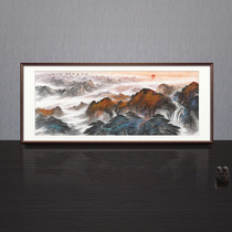 Qinglvzhai office landscape painting hand-painted ink Chinese painting authentic Mount Tai sunrise living room decoration painting welcoming pine