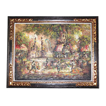 Limited promotion Indonesian imported pure hand-painted landscape oil painting creative simple living room home accessories decorative painting frame